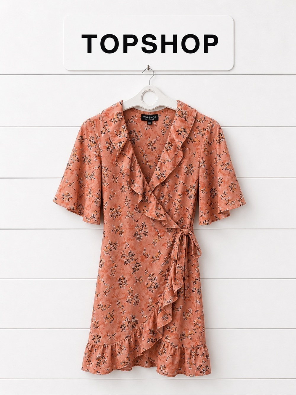 Topshop Floral Ruffle Wrap Dress - Size US 6 (UK 10 / EUR 38)